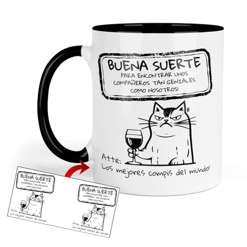 Kembilove Taza Despedida Sarcástica 330ml | “Buena Suerte para Encontrar Compañeros Geniales / ¡Traidor!” | Regalo Divertido para Colegas de Oficina | Diseño con Gato en la Oficina Kembilove Taza Despedida Sarcástica 330ml | “Buena Suerte para Encontrar Compañeros Geniales / ¡Traidor!” | Regalo Divertido para Colegas de Oficina | Diseño con Gato en la Oficina