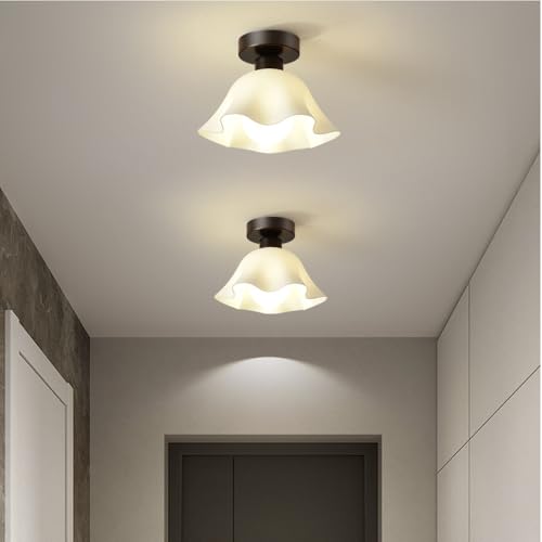TONGNIDA Lámpara de Techo Moderna Flor de Hierro, Luz de Pasillo Semiencastrada, Simple y Vintage E26/E27 Luz LED, Luces Ajustables Tricolores para el Dormitorio