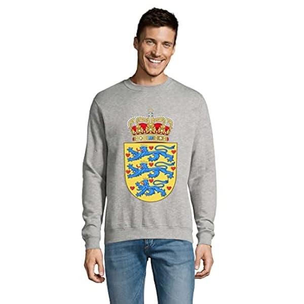 Nationale Wapen van Denemarken Crew Neck Katoenmix Pullover Sweater Sweatshirt Grijs