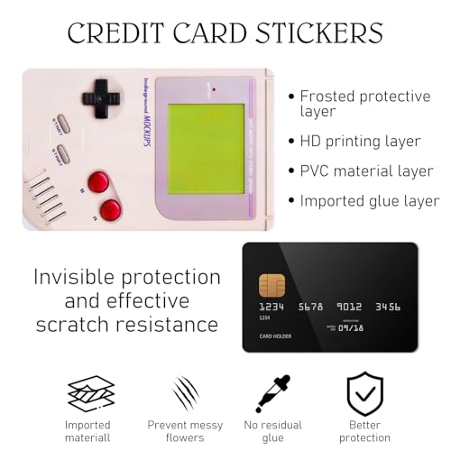 4PCS Credit Card Skin Set, Waterproof Debit Card Sticker Game Machine Theme Bank Card Sticker Skins - White4