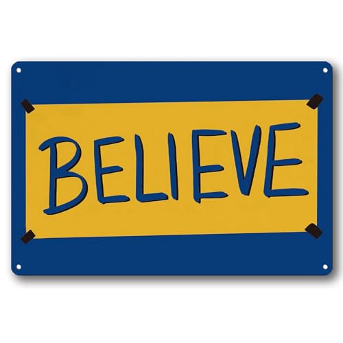 Believe Sign Believe Metal Motivational Wall Art Decor Gifts for Home Office Front Door Hanging Plaque (8x12 Inch)