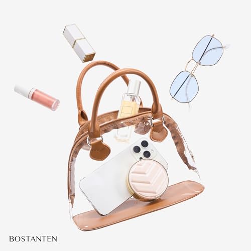 BOSTANTEN Clear Bag for Stadium Events Small Crossbody Purse Handbag with Top Handle for Concerts, Sports, Travel 6