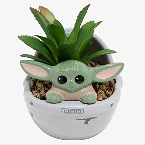 Product Image of the jinrio Mini Baby Alien Pot Planter, 4inch''The Child in Pram'' Creative Resin Ornament Flower Pot with Hole Christmas Birthday Gift Home Decor