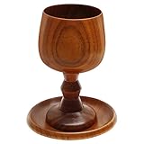 TALPGOD Handmade Wooden Communion Chalice Cup with Tray – Vintage Goblet Wine Cup for Christian Church Ceremony (5.1 Inches)