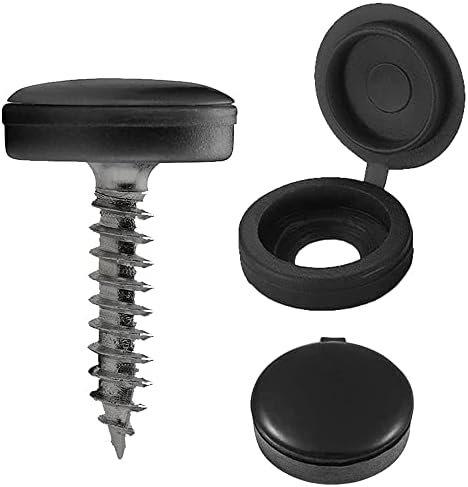 DCQQ 200 Pieces Hinged Screw Cover Caps Plastic Fold Screw Snap Covers Washer Flip Tops Screw Decorative Covers (Black)