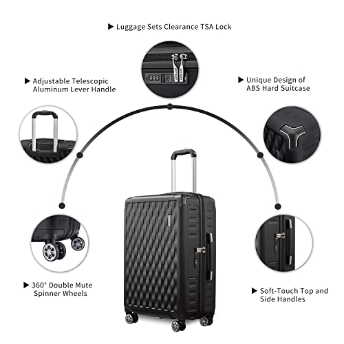 Image of Melalenia Luggage 10 Piece Sets Clearance,Large Suitcase Set Spinner Wheels with TSA Locks,Hard Shell Luggage Sets for Women Travel Suitcase (10Pcs Black)