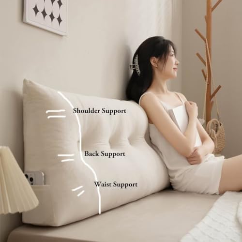 Uuluhao Headboard Wedge Pillow Twin Navy Blue Bed Rest Reading Pillow Triangular Back Bolster Pillow For Sitting In Bed-Backrest Positioning Support Long Pillow For Daybed,39 * 15.7 * 4.7In thumb #2