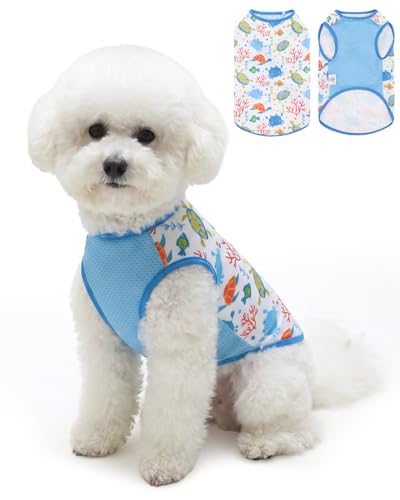 Image of CuteBone Mesh Panel Dog Tank Top - Breathable Dual-Fabric Pet Vest Lightweight Summer Small Dog Shirts - Keep Your Pets Cool, Sun-Protected Outdoors