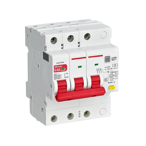 Disjoncteur DZ47vLE 3P D 20A 75mA pour protection petites fuites avec entrée supérieure