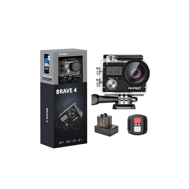 AKASO Brave 4 4K30fps 20MP WiFi Action Camera Ultra Hd with EIS 131ft Waterproof Camera Remote Control 5xZoom Underwater Camcorder with 2 Batteries and Helmet Accessories Kit AKASO Brave 4 4K30fps 20MP WiFi Action Camera Ultra Hd with EIS 131ft Waterproof Camera Remote Control 5xZoom Underwater Camcorder with 2 Batteries and Helmet Accessories Kit