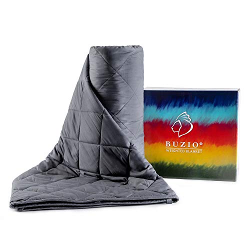BUZIO Weighted Blanket for Kids, 3.2 kg Ultra Soft Cotton Heavy Blankets with Premium Glass Beads, Great for Relaxing Sleep, 105 x 150 cm, Grey