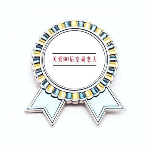 Broche Born In 1990 en métal taille M avec idéogrammes chinois