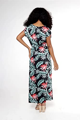 Image of Hawaii Hangover Women's Hawaiian Cap Sleeve Maxi Dress Signature Prints | Cap Sleeves; Maxi Length; Soft Rayon Fabric; Signature Tropical Prints; Resort Vacation Style
