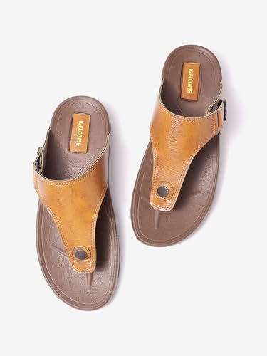 Image of WELCOME Soft Men's Slippers with Cushion FootBed for Adult | Comfortable & Light Weight | Stylish & Anti-Skid | Waterproof & Regular Flip Flops for Gents /Boys