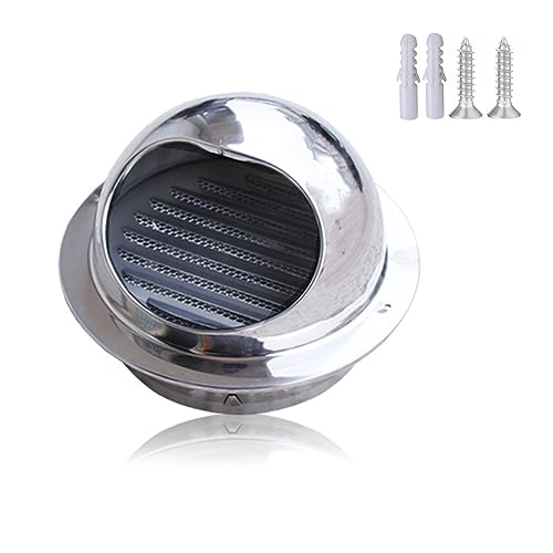 Wall Air Ventilation Outlet Hood, Stainless Steel Round Vent Cover, Vent Cover Stainless Steel, Vent Built-in Fly Screen Mesh, Louvered Grille Cover, for Kitchen Fans and Range Hoods (Color : Silver