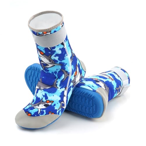 Summshall 2.0 Version Neoprene Socks Kids Water Shoes Beach Boots Wear-Resistant Sand Sock Anti-slip Aqua Socks Wetsuit Socks for Water Sport, US 11-11.5, Blue Grey