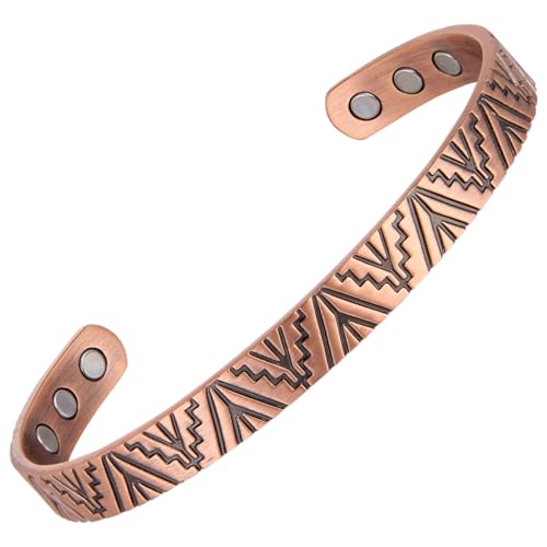 MagEnergy Bracciale in rame per uomini e donne 99,9% puro rame bracciale bracciale bracciale 6,8' gioielli regolabili con 6 potenti magneti