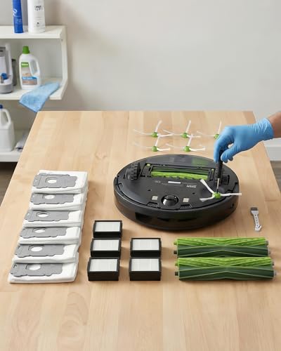 Image of Replacement Parts & Accessories for iRobot E, I & J Series, Combo i5, j5 Series Robot Vacuum, 2 Dual Multi-Surface Rubber Brushes & 6 HEPA Filter & 6 Edge-Sweeping Brushes & 6 Disposable Bags