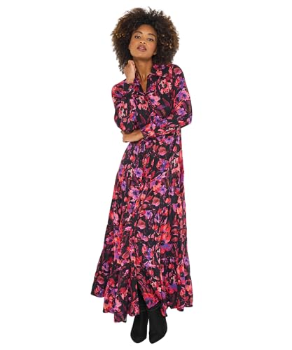 Joe Browns Women's Pink Floral Maxi Shirt Dress, Regular, Red, UK 8