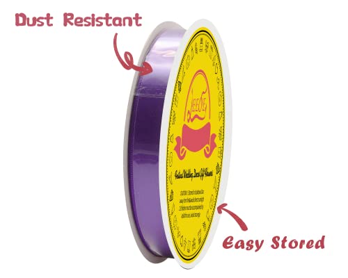 Image of Double Face Purple Satin Ribbon 5 /8 inch X 50 Yards Polyester Purple Ribbon for Gift Wrapping Very Suitable for Weddings Party Invitation Decorations and More