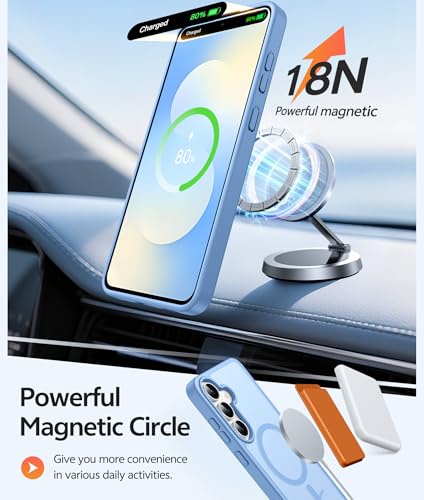 Image of FNTCASE for Samsung Galaxy S25 FE Case: Magnetic Translucent Matte Military Grade Drop Proof Protection Cell Phone Cover - Slim Rugged Durable Shockproof Protective S25Fe Cases (Light Blue-6.7 inch)