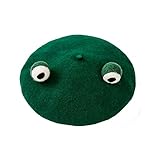 Kmiunty Women Frog Beret Handmade Green Frog Eyes Balls Beret Hat Soft Wool Cap Artist Painter Beret...