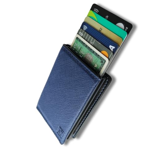 Carteira Porta Cartões Masculina Couro PU ATNI Safira RFID antifurto Fecho Magnético Cinta Elástica Antiqueda Porta CNH Rígido Caixa Presentear Exclusiva Design Moderno Segurança Luxo High Performance