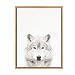 Kate and Laurel - Sylvie Wolf Animal Print Black and White Portrait Framed Canvas Wall Art by Simon Te Tai, Natural 18x24