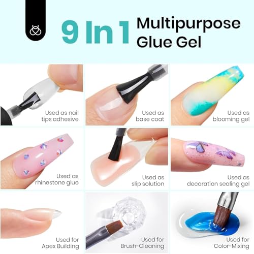 Image of Beetles Gel Nail Glue Kit, 15ml Nail Glue Builder & Extra Glossy Top Coat Gel Nail Polish 3 Pcs Soak Off UV Kit for Long-Lasting Shine, Manicure Nail Art Design Diy at Home Gifts for Women