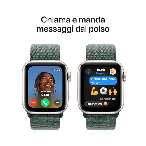 Apple Watch SE (2ª gen.) GPS 40 mm Smartwatch con cassa in alluminio Galassia e cinturino Sport Loop Verde lago. Tracker per fitness e sonno, app Battito, Rilevamento incidenti, Carbon Neutral - Immagine 3