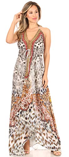 Image of Sakkas Lizi Womens Maxi High-Low Halter Handkerchief Long Dress Beach Party