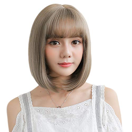 TEEMI-Women Short BOB Fluffy Wigs Natural Wave Synthetic Hair Lady Girl Cosplay Party Full Wigs (Chocolate Brown)