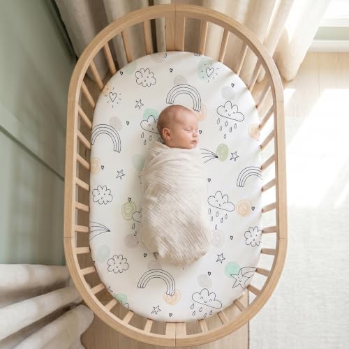 Image of Baby Bassinet Sheets for Baby Boy Girls,4-Pack Fitted Bassinet Sheets Set Compatible with Halo Bassinest Swivel Sleeper,Baby Delight,Angelbliss,32 inchX16 inch (Arctic Circle)