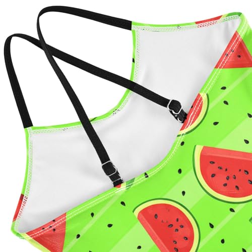 Watermelon Green Striped Girls One Piece Swimsuit Beach Swimwear 208620014