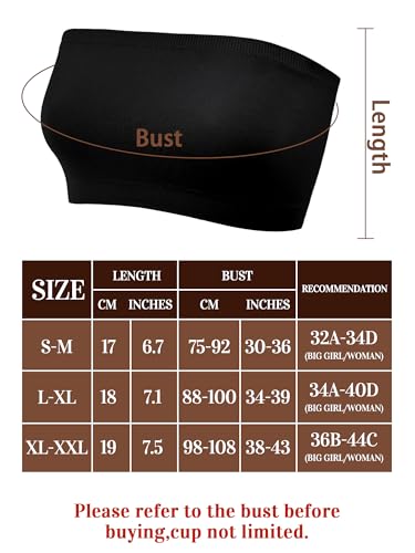 Image of HESTYA 3 Pack Women's Strapless Bandeau Bra Seamless Bralette Soft Stretchy Non-Padded Wireless Tube Top Bras