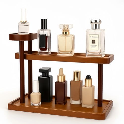 Bathroom Countertop Organizer,Vanity Organizer and Storage for Cosmetic Skincare Perfume, Ideal Storage Solution for Perfumes, Cosmetics, Spices, Handmade Toys, Office Supplies. (Brown)