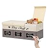 Qozary Dog Toy Storage Box with Diy Tag, 3 Grids Large Dog Toy Basket with Lid, Foldable Storage Box To Keep Your Pet Supplies Organized