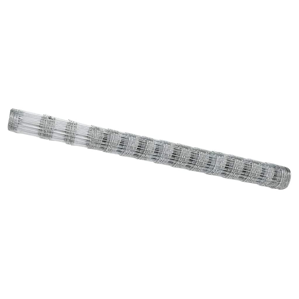 Galvanised Steel Field Fence Silver 25 x 1.6 m Outdoor Garden Roll Rectangular Livestock Barrier Durable Modern Design Rust Resistant