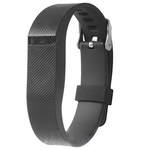 allbingo Fitbit Flex Adjustable Wristband - Fitbit Flex Silicone Replacement Secure Band with Chrome Watch Clasp and Fastener Buckle - Fix The Tracker Fall Off Problem (Black x 1)