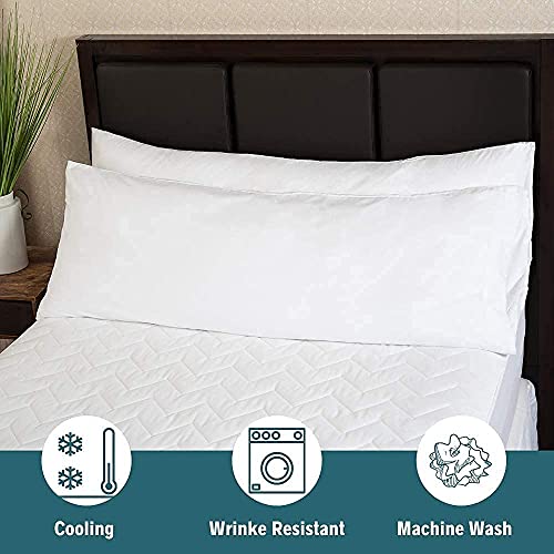 Micropuff Body Pillow Cases Set Of 2- Soft Brushed Microfiber & Wrinkle Free Fabric, Machine Washable Large Pillow Covers - Hypoallergenic Long Pillow Cases 20X54 - White (2 Pack) #TOP3