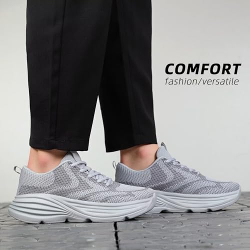 Image of WJA Men's Non Slip Walking Shoes Lightweight Breathable Casual Running Shoes Fashion Sneakers Mesh Workout Sports Shoes