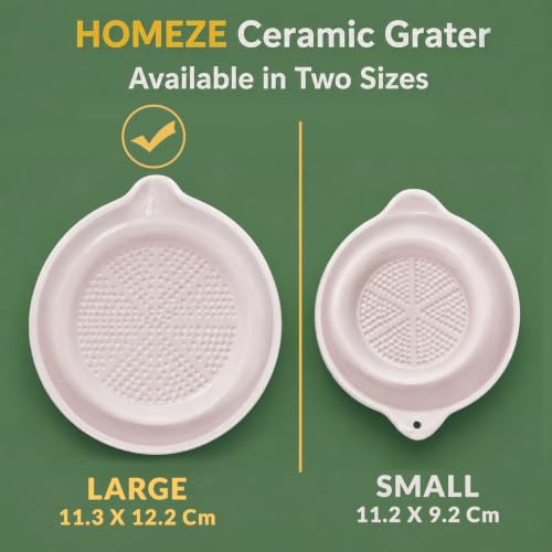 Image of Homeze Premium Ceramic Garlic Grater Plate with Cleaning Brush | Easy Clean Ginger Grinder & Garlic Crusher for Kitchen | Non-Slip Durable Grating Dish