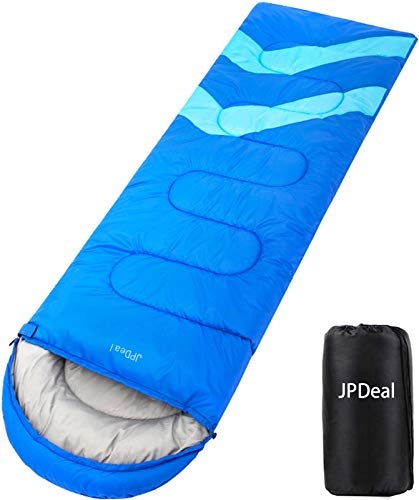 JPDeal 寝袋,シュラフ 封筒型 軽量 保温 寝袋 コンパクト収納 アウトドア 登山 車中泊 防災用 災害時 避難用 丸洗い 快適温度-5度-25度 1.8kg 寝袋 オールシーズン使えます 収納袋付き (ブルー)