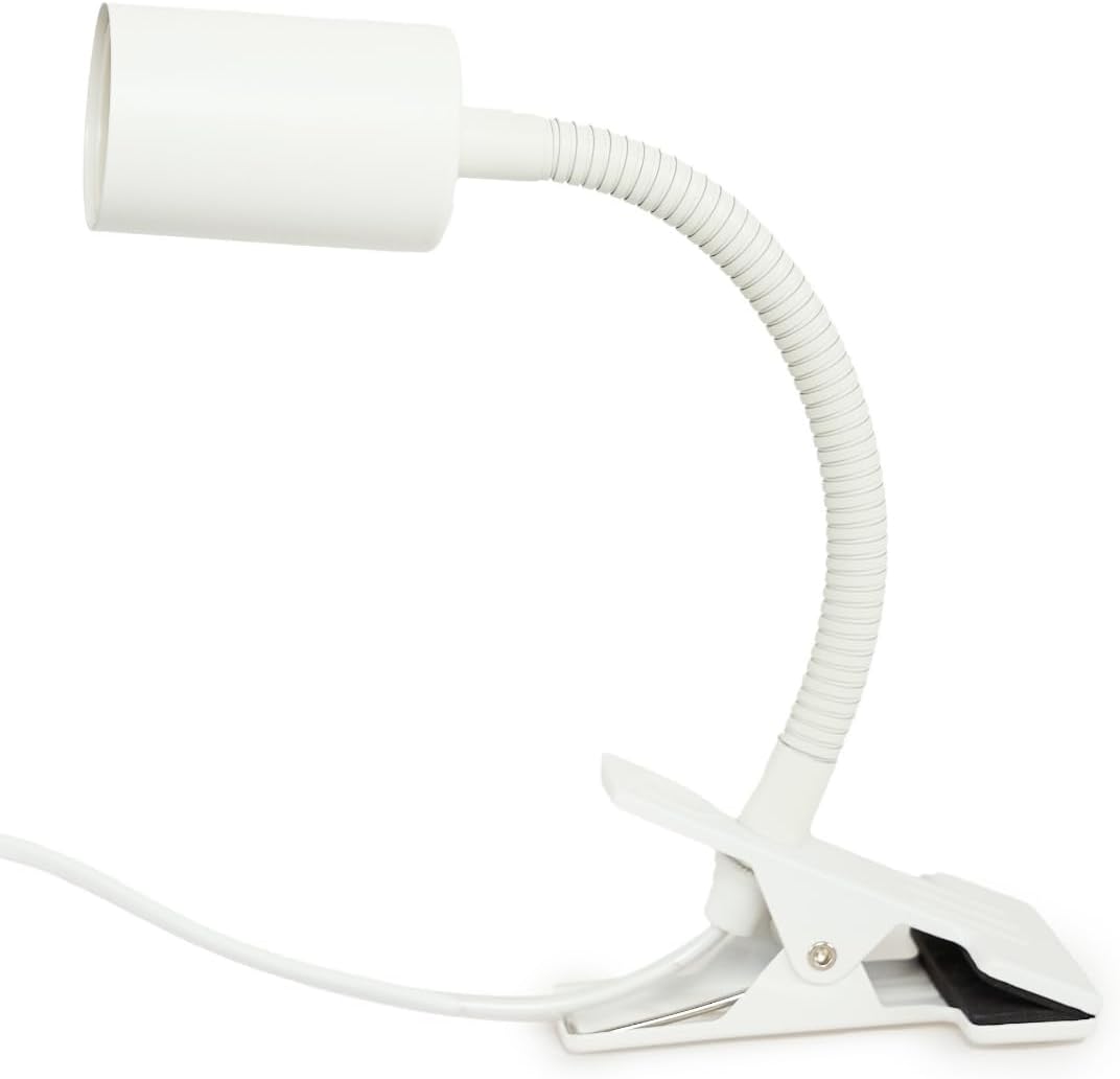 Pianta Grow Light Clip On Bulb Holder – Mains Powered Heavy Lamp Flexible Gooseneck Holders, Bendy Clips, Shelf Clamp, Table Cable Plug Socket, Spotlight Clip-On Desk, Clamp-On, LED.
