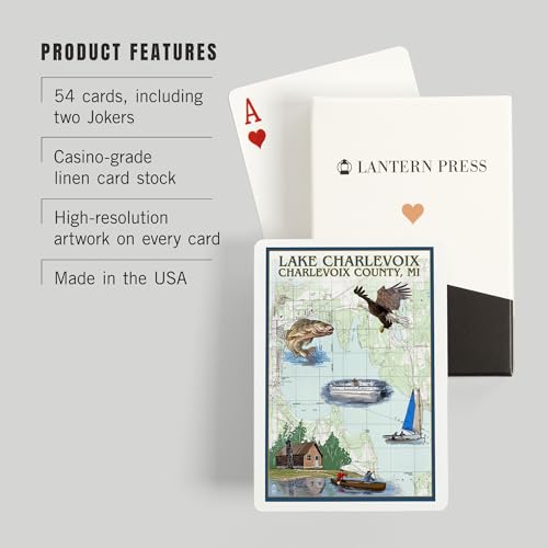 Mazo de 52 Cartas Poker Carta Náutica Lake Charlevoix miniatura 3