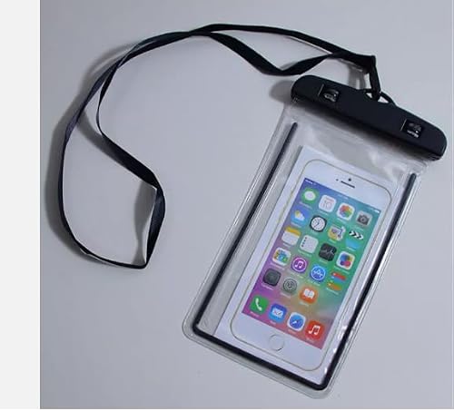 Universal Waterproof Mobile Phone Pouch, Clear PVC Case with Secure Lock Design, Compatible with iPhone and Android Phones, Swimming Beach Protection (Black)