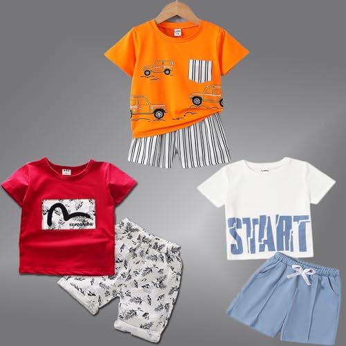 Image of Cotton Clothing Sets for Baby Boys & Baby Girls Kids Clothes for boys kids clothes for girls Printed Kids Clothing Sets (KDST86SB-KDST2RD-KDST85OR)