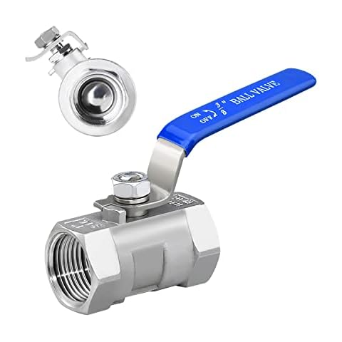 Tnuocke 3/8" NPT Stainless Steel Ball Valve 1PC Type with Blue Handles,Heavy Duty Ball Valve for Water, Oil, and Gas H-051-3/8NPT Cover
