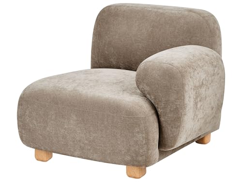 Beliani Section d'Assise Gauche Moderne en Tissu 1 Place Module de Canapé d'angle Pieds en Bois Beige Amli