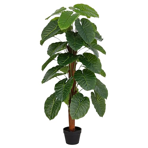 Baroni Home Pianta Artificiale per Interno ed Esterno, Pianta Alocasia